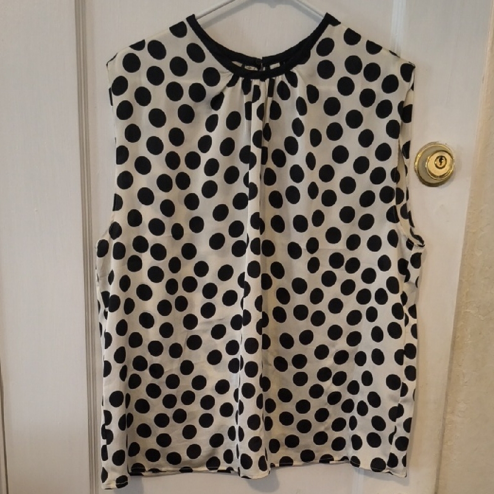 Mango | Sleeveless Blouse with Black Polka Dots